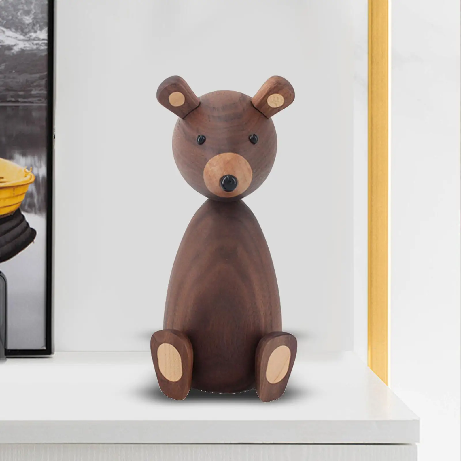 Wooden Squirrel Statue Decor Minimalist Craft Modern Wooden Squirrel Sculpture for Coffee Table Living Room Office Home Desktop