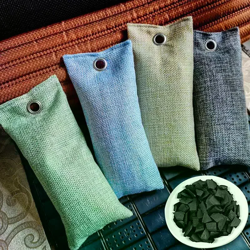 Natural Bamboo Charcoal Air Purifying Bags With Hanging Holes Moisture Absorber Deodorizing Bag Perfect For Home Car 10/20/30pcs