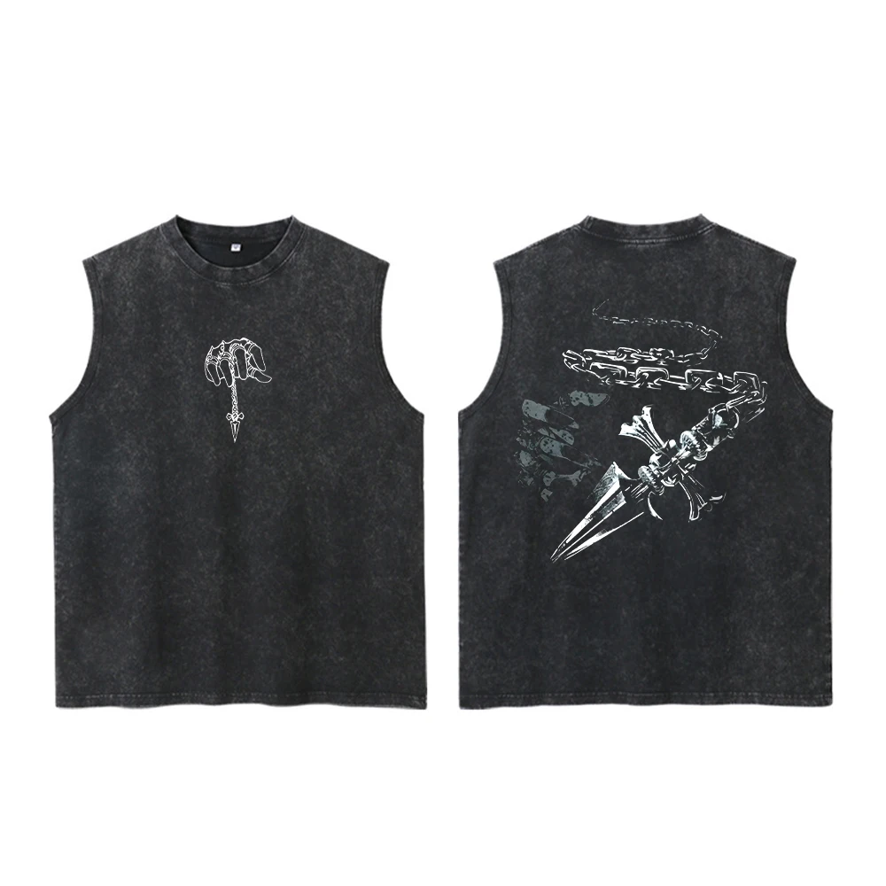 Anime Hunter X Hunter Acid Vest 100% Cotton Printed Sleeveless Retro Gothic Harajuku Style Black Performance Clothes Unisex view 5