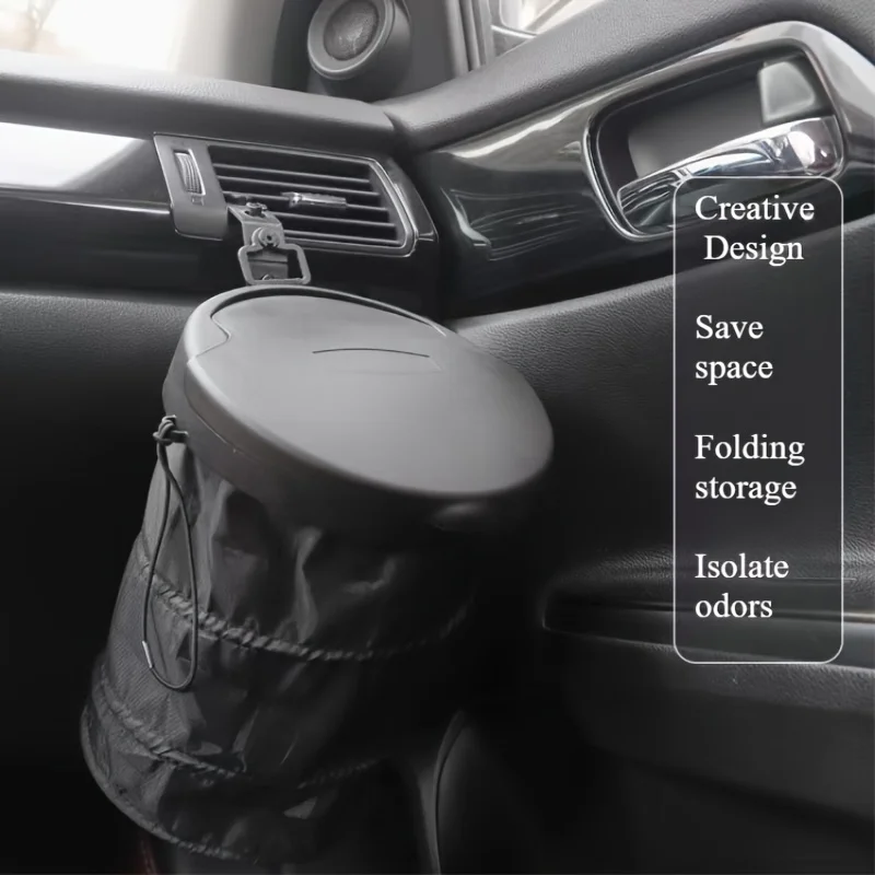 

Leak-Proof Collapsible Car Trash Can - Black, Fits Most Vehicles, Ideal For Coolers & Garbage Storage, Trash Bag Holder