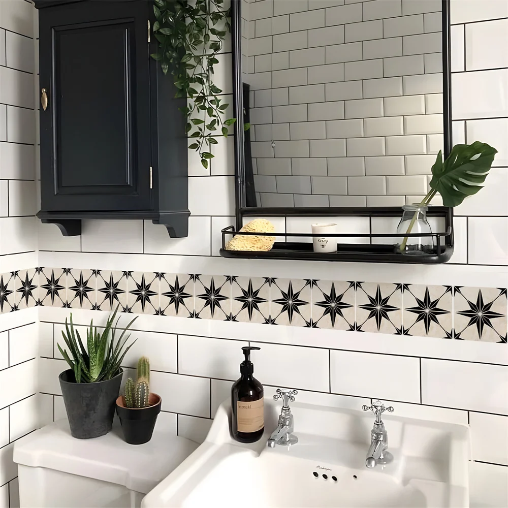 Mosaik Badezimmer Taille Linie Wandaufkleber Wasserdicht Peel & Stick Kunst Backsplash Küche Büro Sockel Linie Dekor Tapete – Detail 10