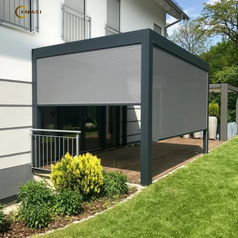 KAKADU Hot Frame Awnings Post Wall Install Garden Zip Track Outdoor Blinds Automatic Canopy Aluminum Frame Roof Skylight Pergola