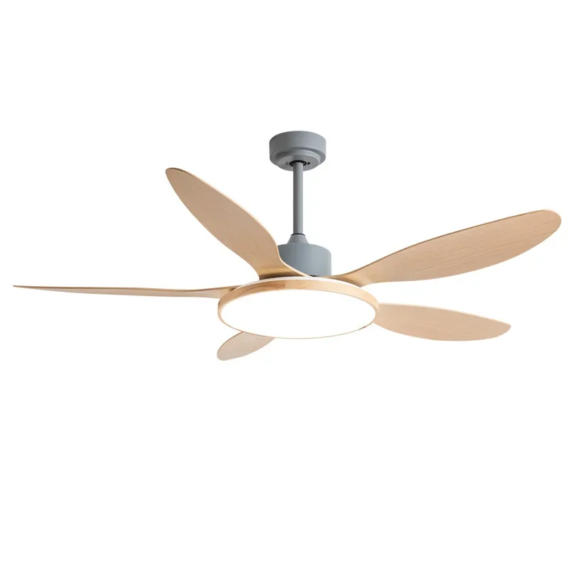 Nordic ceiling fan light, restaurant home living room simple frequency conversion low floor ceiling live fan hanging