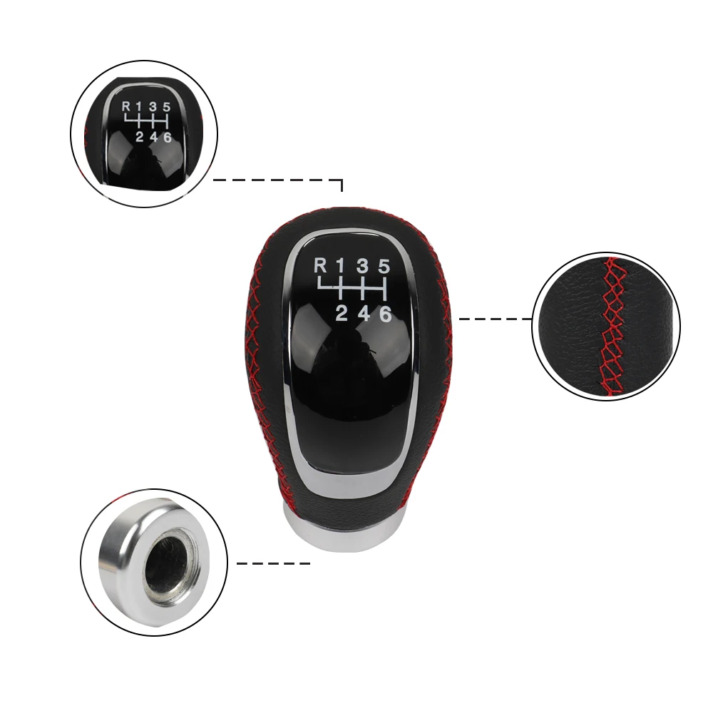 Universal Five/Six Speed Three-mode Panel PU Leather Shift Knob Manual Transmission Car Shifter Lever,
