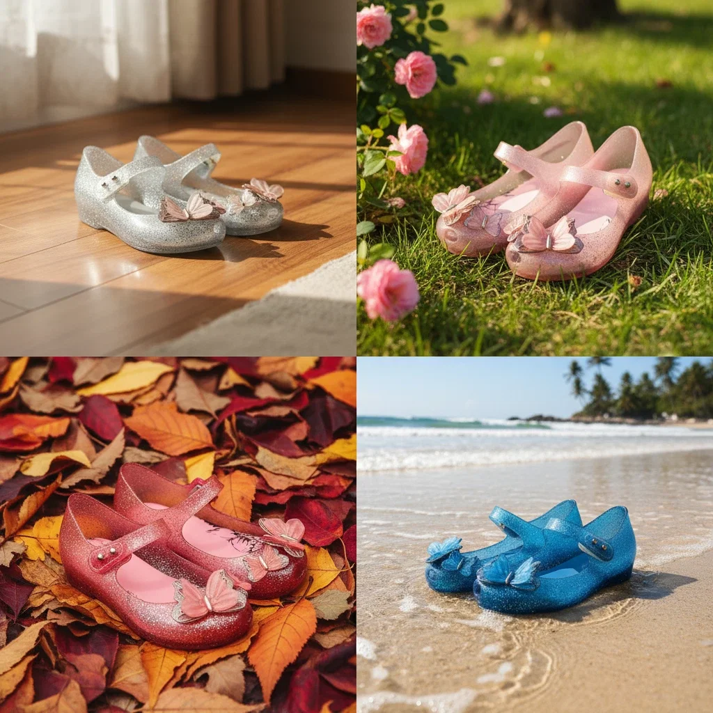 

New Children's Jelly Shoes Baby Kids Fish Mouth Bow PVC Sandals Toddlers Girls' Flat Non-slip Beach Shoes Fragrant Shoes