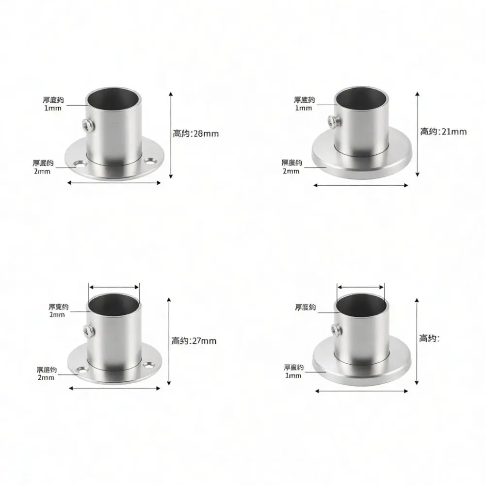 Durable Stainless Steel Flange Bracket For Amada Hanging Tube Support Heavy Duty Curtain Pole Mounting Wall Base Socket