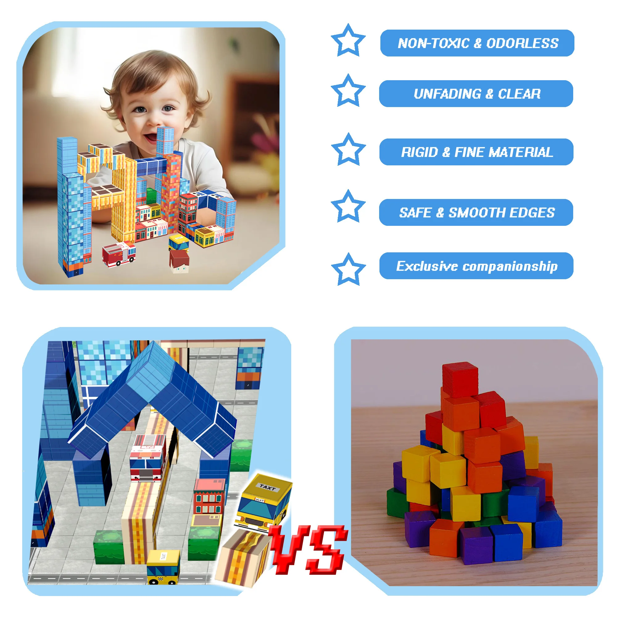 مجموعة مكعبات بناء مغناطيسية مكونة من 112 قطعة، بلاط مغناطيسي ثلاثي الأبعاد لألعاب جذعية للأطفال، مجموعة بناء القلعة/البرج، التعلم التعليمي