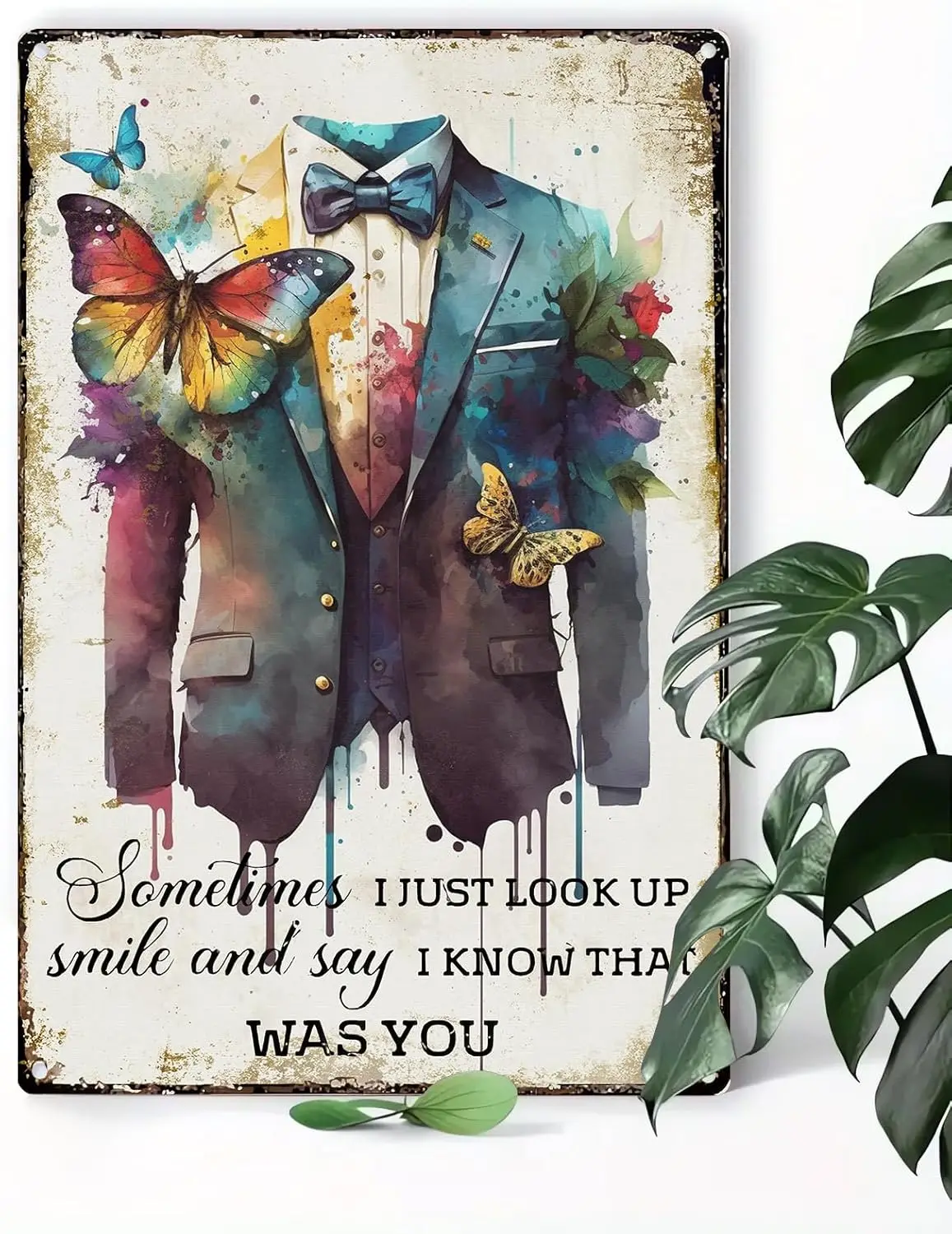 Suit And Flowers Retro Metal Tin Sign,Clothing Retro Metal Tin Signs Funny Sign For Shop Home Kitchen Bathroom Bar Garden 16x24