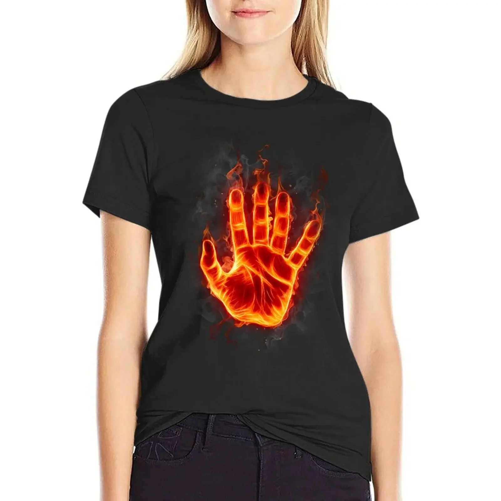 Burning Hand T-Shirt lady clothes summer clothes Women's tops