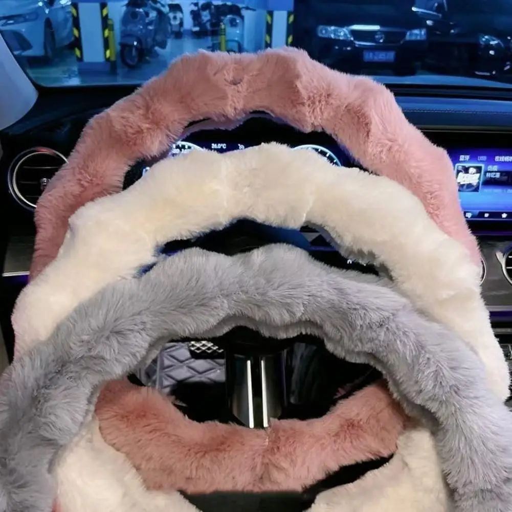 Soft Fluffy Car Steering Wheel Cover Plush Winter Warm Steering Qheel Grip Cover Non-Slip Steering Wheel Protector Car Steering - Image 4
