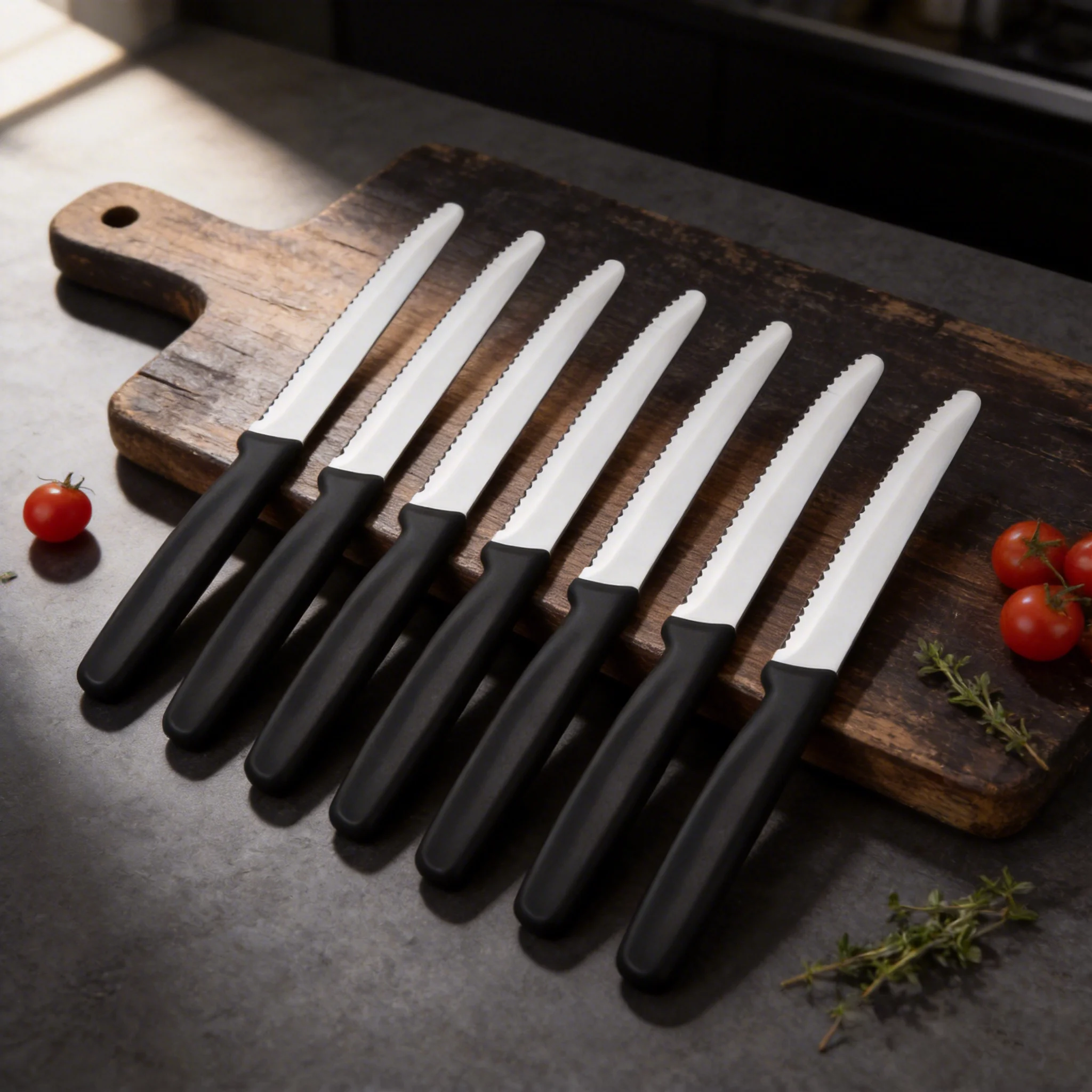 Sawtooth Steak Knife, Stainless Steel Steak Knife Plastic Handle, Bread Knife Dessert Knife Jam Spatula Western Steak Knife