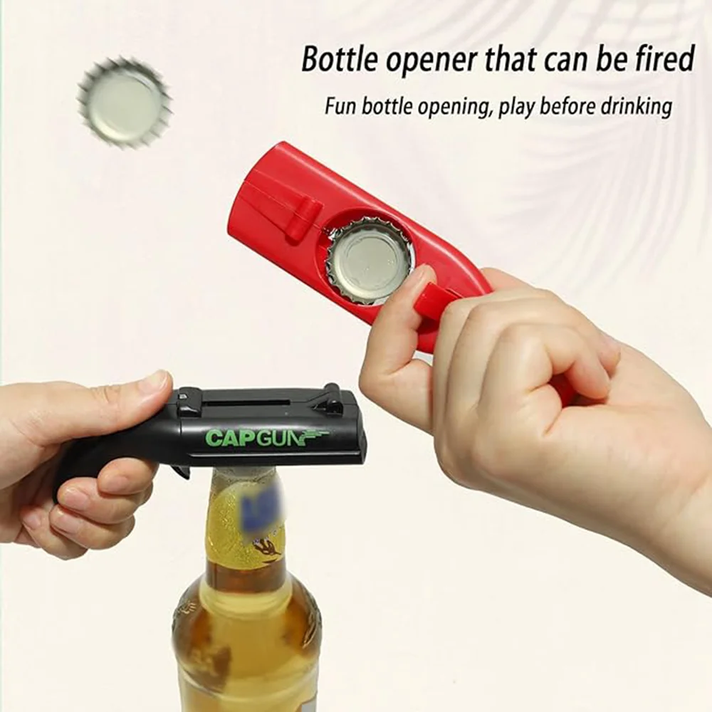4PCS Bottle Cap Shooting Gun-Fun Bottle Opener Tool Launches Bottle Caps Viewing Party, Barbecues, and Bar Games