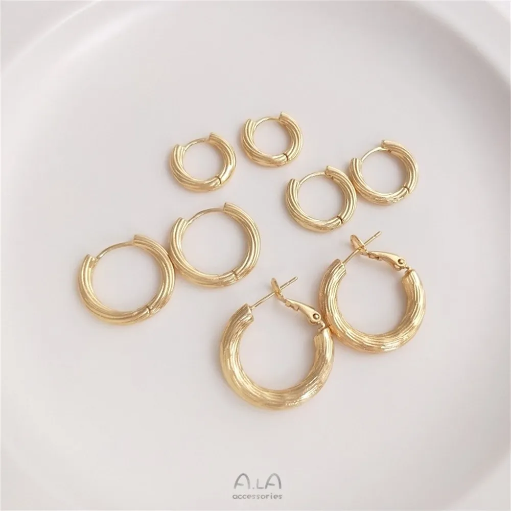 Ear Buckle 14K Gold-Color Round Twist Earrings Handmade DIY Fashion Simple Light Luxury Ear Accessories Material Accessories