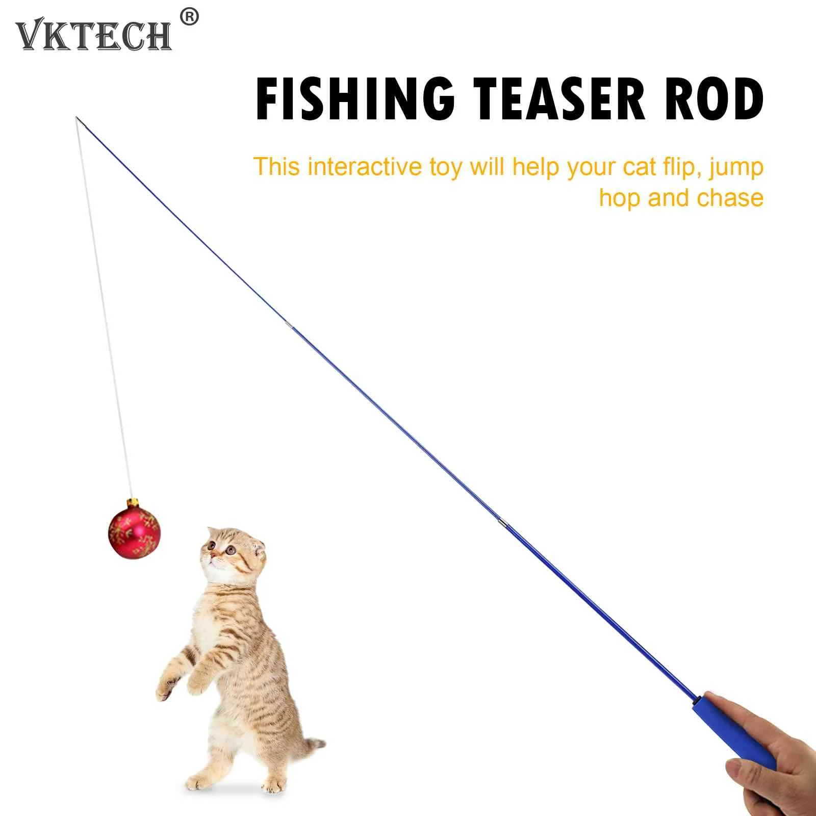 Cat Teaser Wands Interactive Retractable Fishing Pole Wand Cat Catcher Teaser Stick Rod Toy for Kitten Training Exercising New