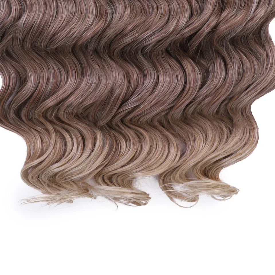 FREEDOM Hair Synthetisches, tief gewelltes Twist-Häkelhaar, 24 Zoll / 60 cm, Ombre Braun, Blond, Weiß, Flechthaarverlängerungen, MANASI Hair – Detail 7