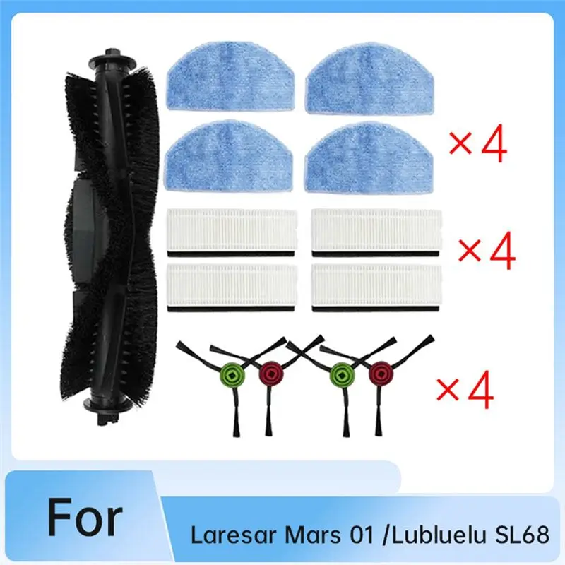

Аксессуары для пылесосов Laresar Mars 01/Lubluelu SL68 – в комплекте 13 предметов: основная и боковые щетки, набор для мытья полов, фильтры.