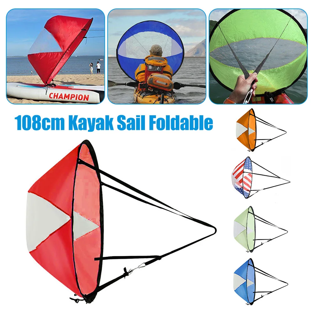 

PVC Kayak Sail Foldable Downwind Sail With Clear Window Storage Bag UV Protection Downwind Wind Paddle For Kayak Canoe Boat