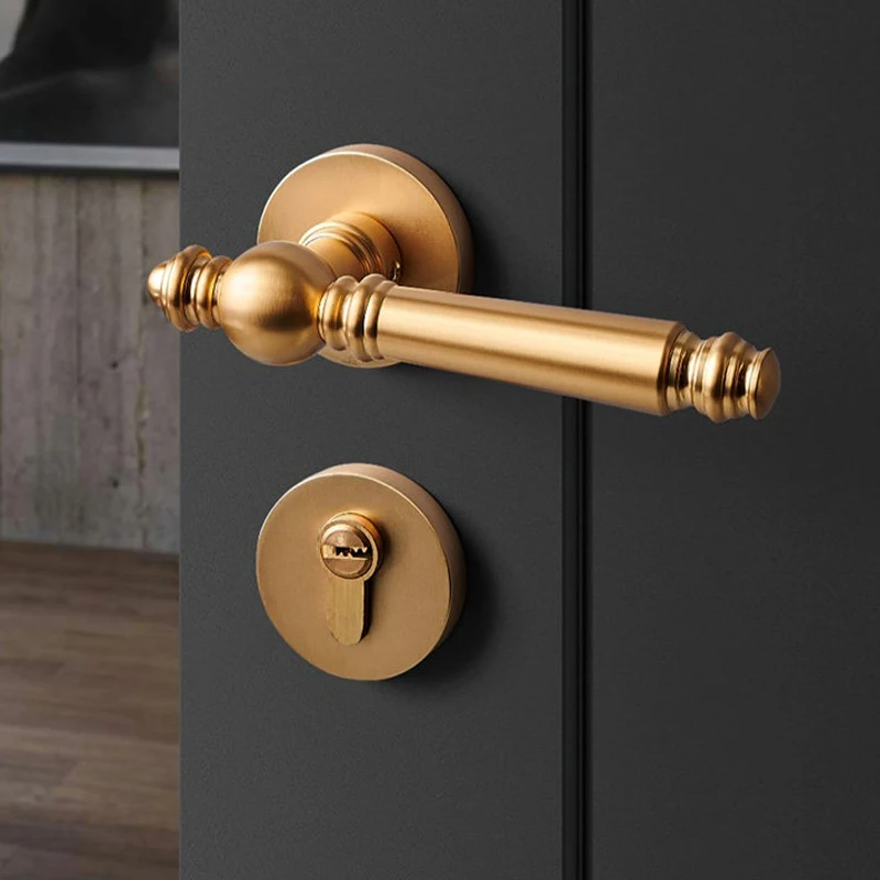 Golden Split Door Brass Lock Indoor Bedroom Nordic Magnetic Quiet Room Home Copper Door Handle Home Decoration Accessories