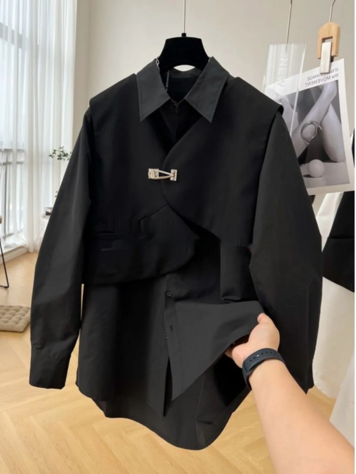 

Loose Fit Long Sve Vest irt Two Piece Set for Men And Women Spring Autumn New Sle Breathable Comfortable Large Size 30...