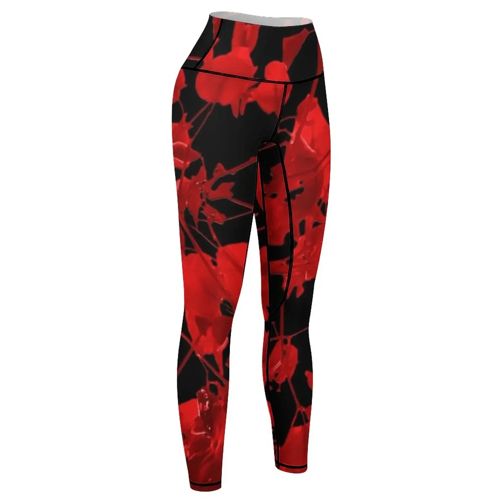 Dark Red Floral Print Leggings active wear Clothing fitness Women's high waist gym sportswear woman Womens Leggings 6