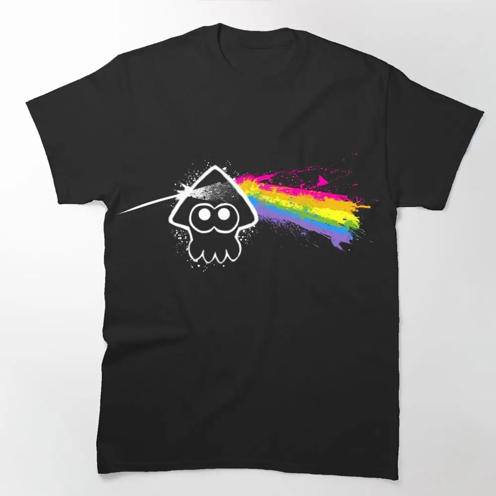 

DARK SIDE OF THE SQUID 80s Vintage videogame Splatoon Anime t shirt for men Octopus Graphic Tees Y2k Clothes Cartoon Style Tops