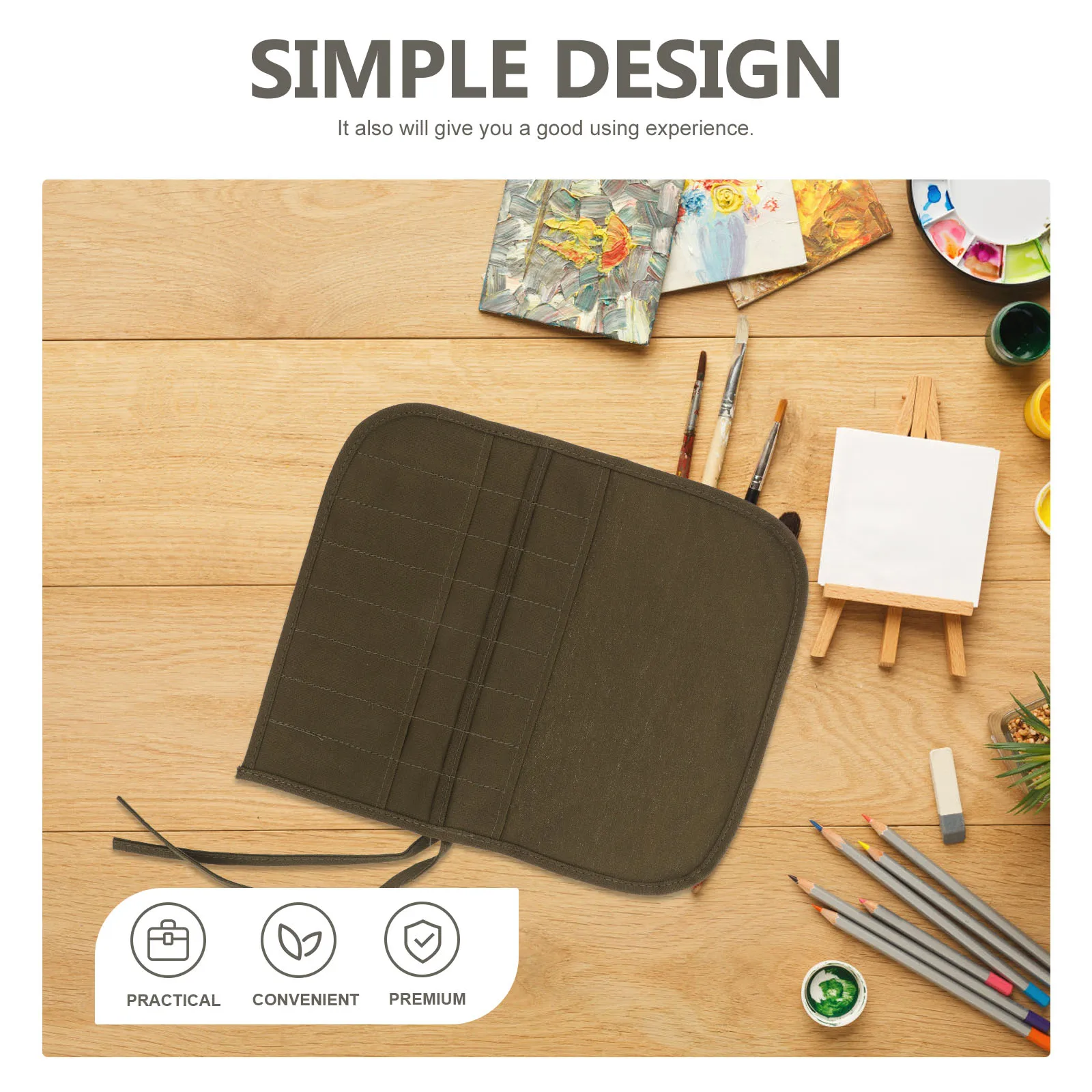 

16 Holes Canvas Paint Brush Roll Up Case Paintbrush Organizer Bag Painting Brush Storage Pouch