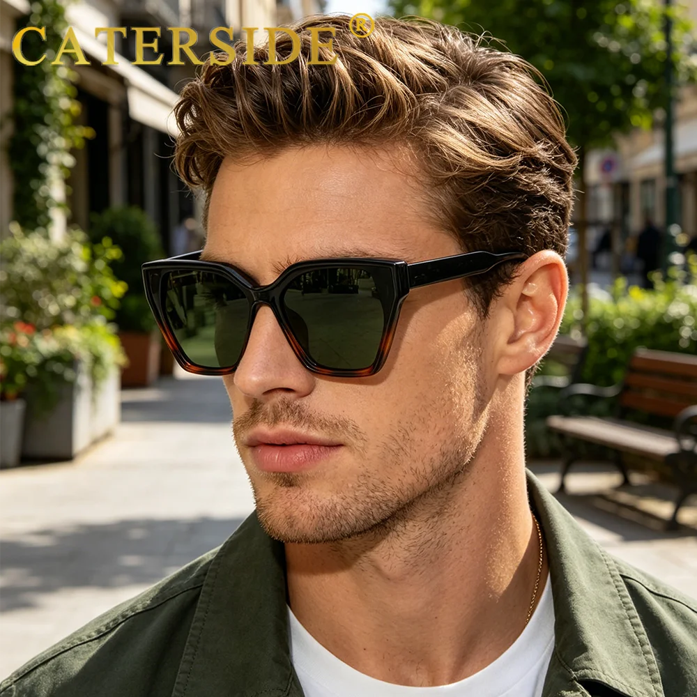 CATERSIDE Neue Damen-Sonnenbrille mit Katzenaugen-Design und quadratischem, dickem Rahmen, verschreibungspflichtige Sonnenbrille für Herren, Myopie- und Hyperopie-Brille – Detail 1