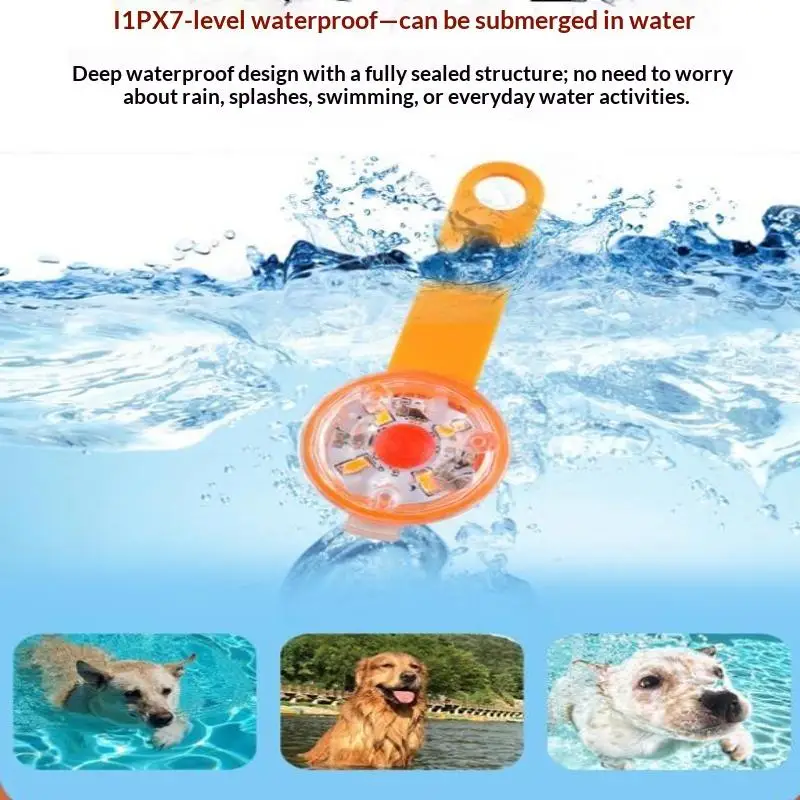 LED Pet Collar Pendant Light USB Rechargeable Waterproof Glow Tag for Dog Cat Outdoor Hiking Camping Night Use
