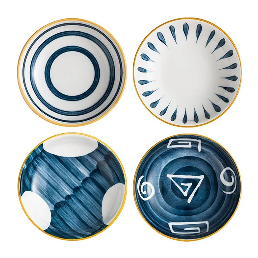 

4Pcs Practical Ceramic Sauce Dishes Set Light Weight Easy Carry for Picnic Barbecue Family Gatherings Soy Sauce Dish