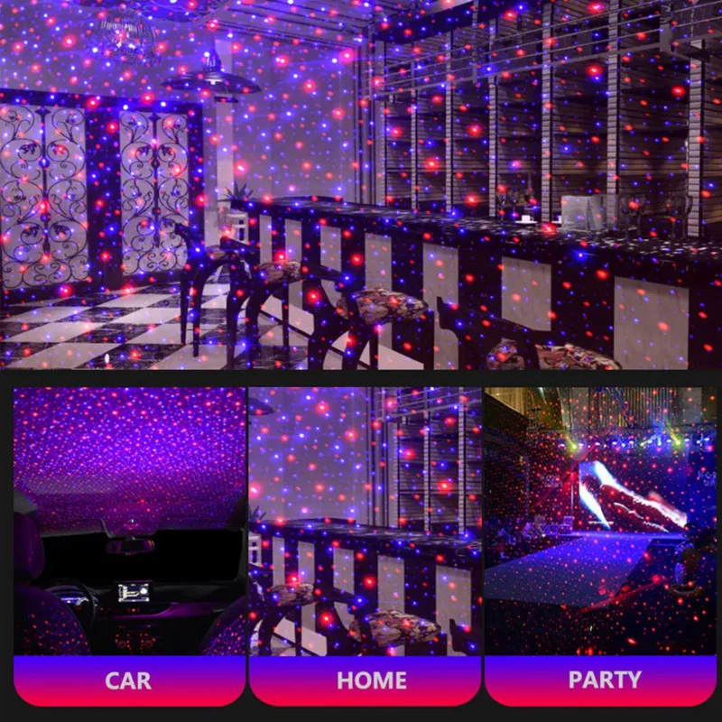 Car Interior Roof Atmosphere Star Night Light USB Plug LED Lamp 360 Adjustable Projection Light Car Decoration