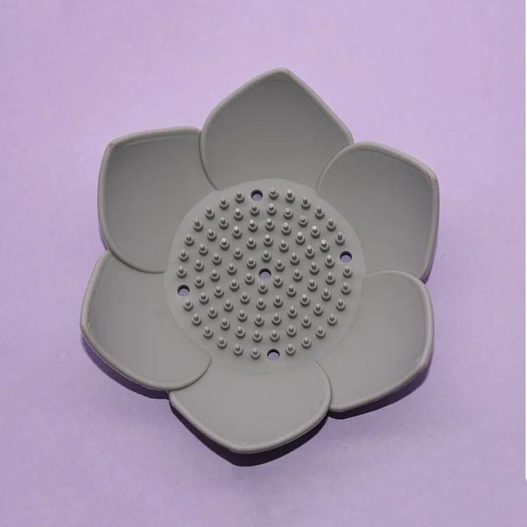 Compact Soap Dish Lotus Shape Soap Tray Bathroom Accessory Non-slip Silicone Material Portable And Compact Silicone
