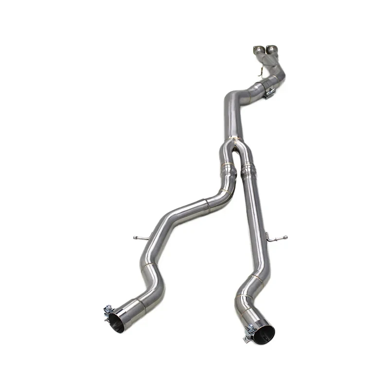 Racing 2.75 Inch Exhaust Midpipe SS304 Steel Single Middle Pipe Brace Compatible M2 Car