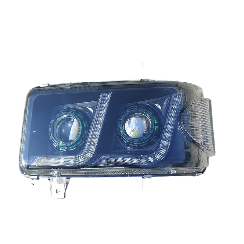 

Headlight assembly, double lens with flow/full LED daytime running light/running water turn signal waterproof