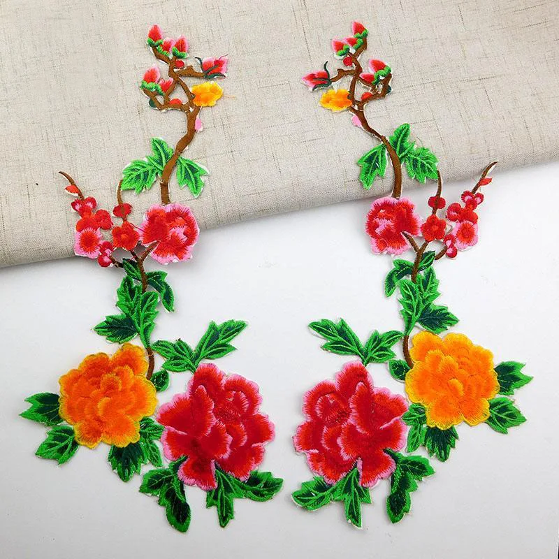 32x16 cm DIY clothing accessories wholesale posted ironing skirt embroidered flower applique dress cuff cloth patch stickers