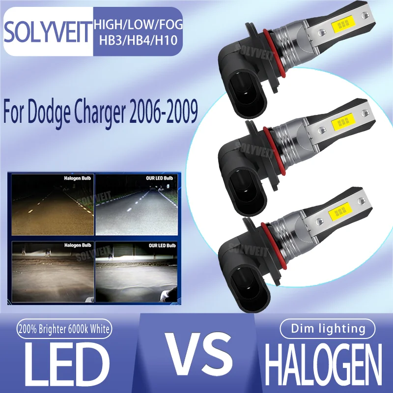 

The Clear Choice for Night: 6000K White Light LED HB3 HB4 H10 High Low Fog Car Light Bulb For Dodge Charger 2006 2007 2008 2009