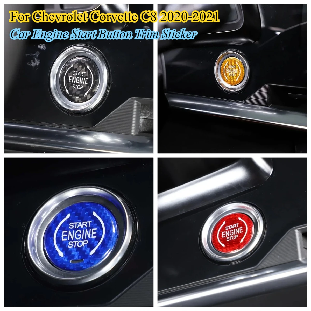 

Carbon Fiber For Chevrolet Corvette C8 Z51 Z06 2020-21 Car Engine Start Stop Button Cover Trim sticker Interior Car Accessories