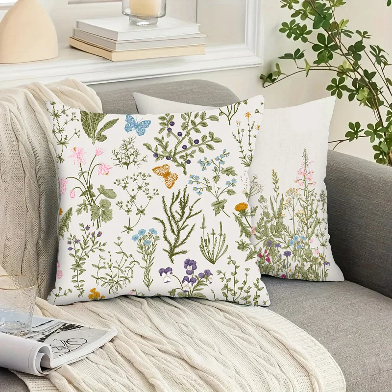 Nordic Style Small Fresh Flower Single-sided Pillow Cover Bedhead Backrest Cushion Cover Living Room Sofa Waist Pillowcase