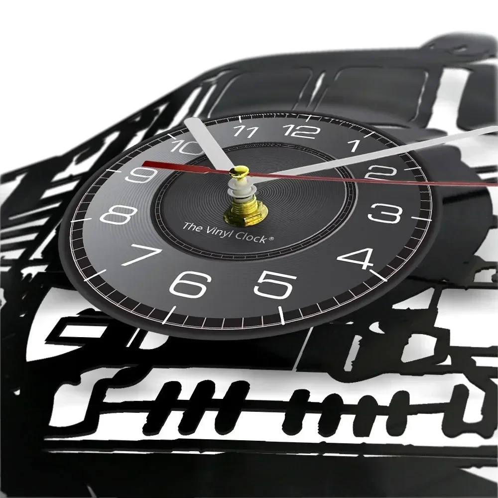 Creative Train Track Running Art Vinyl Record Wall Clock Station Decoration Train Attendants' Home Decoration Train Art Watch
