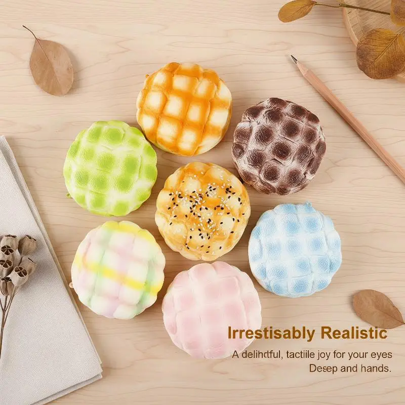 Cute Simulation Sesame Pineapple Bread Squeeze Toy Soft Elastic Cake Toys