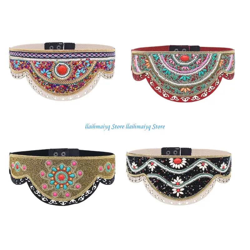 

573B Bohemian Beaded Waist Chain Handcrafted Adjustable Belt for Women Ethnic Jewelry