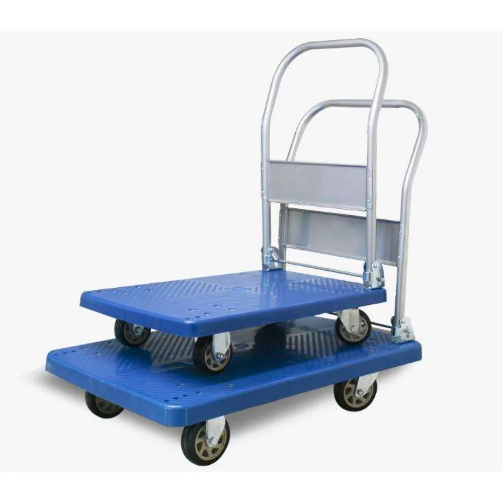 Industrial Enclosed Four-Wheel Plastic/Plywood Aluminium+Steel Heavy-Duty Foldable Handcart 500kg Load Capacity Warehouse Tools