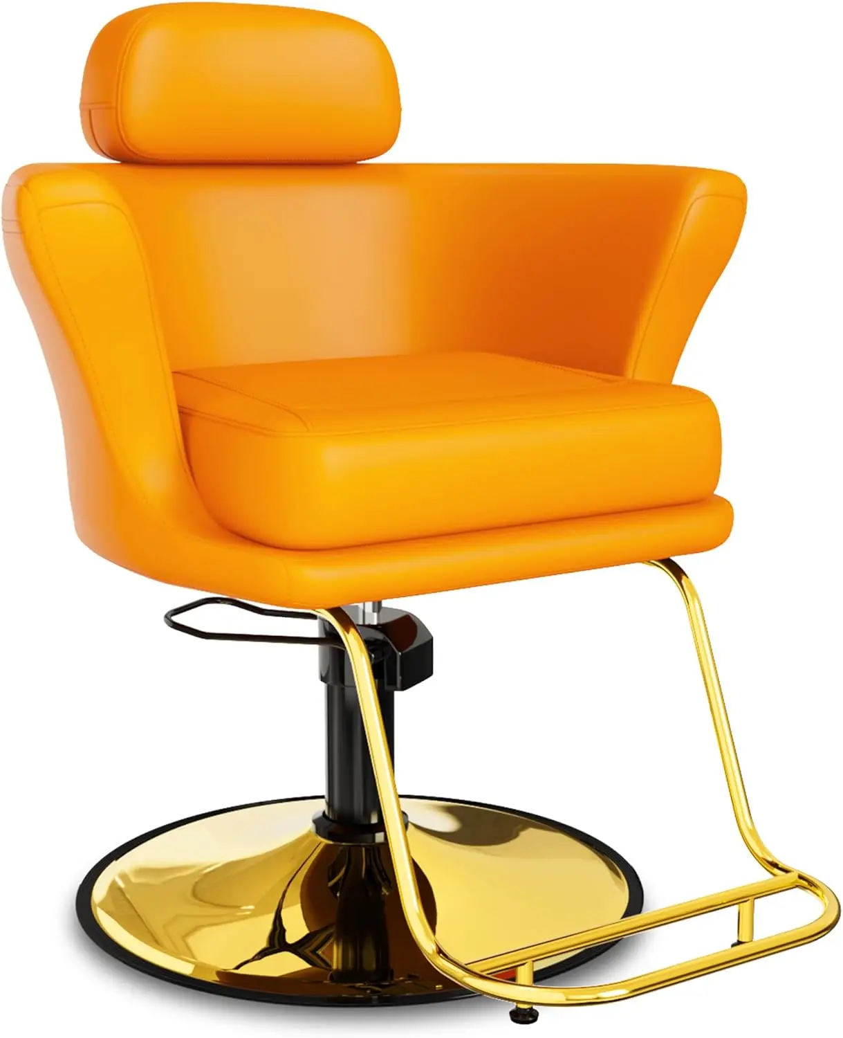 Baasha Professional Gold Salon Chair, Sleek And Modern Styling Chair With Comfort Sponge Filler, Adjustable Height, And