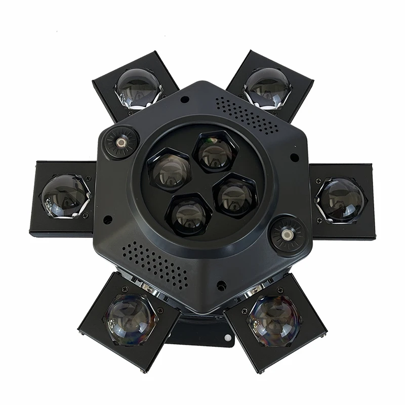 LED 10X10W RGBW 6 Moving Head Beam Light DMX Controlled with RG Laser Strobe Effect Disco Music Dance Bar Party Light