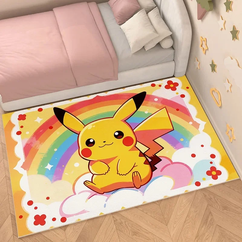 Area Rug, Faux Cashmere, Pikachu 3D Print, Soft Water Absorbent, Bright Pastel Festive Household Area Mat