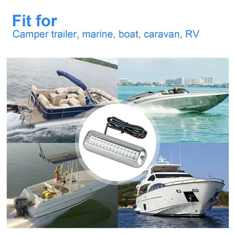 AT02-IP68 Waterproof 4Pcs 42LED Yacht Underwater Light Stainless Steel Marine Navigation Light For Boats Lamp