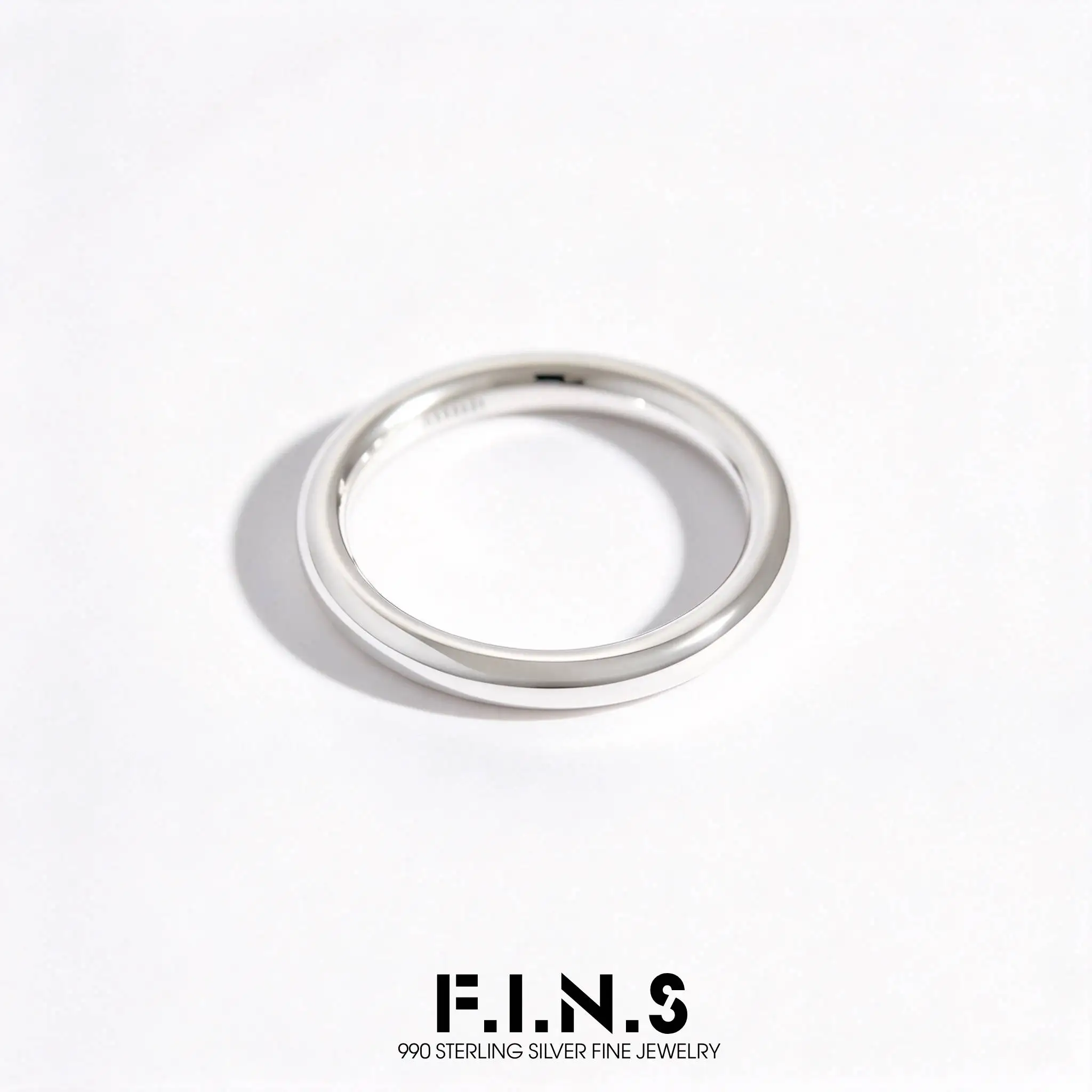 F.I.N.S Minimalist 990 Sterling Silver Smooth Ring for Women 2.6MM Line Stackable Plain Band Finger Fine Jewelry Gift for Wife