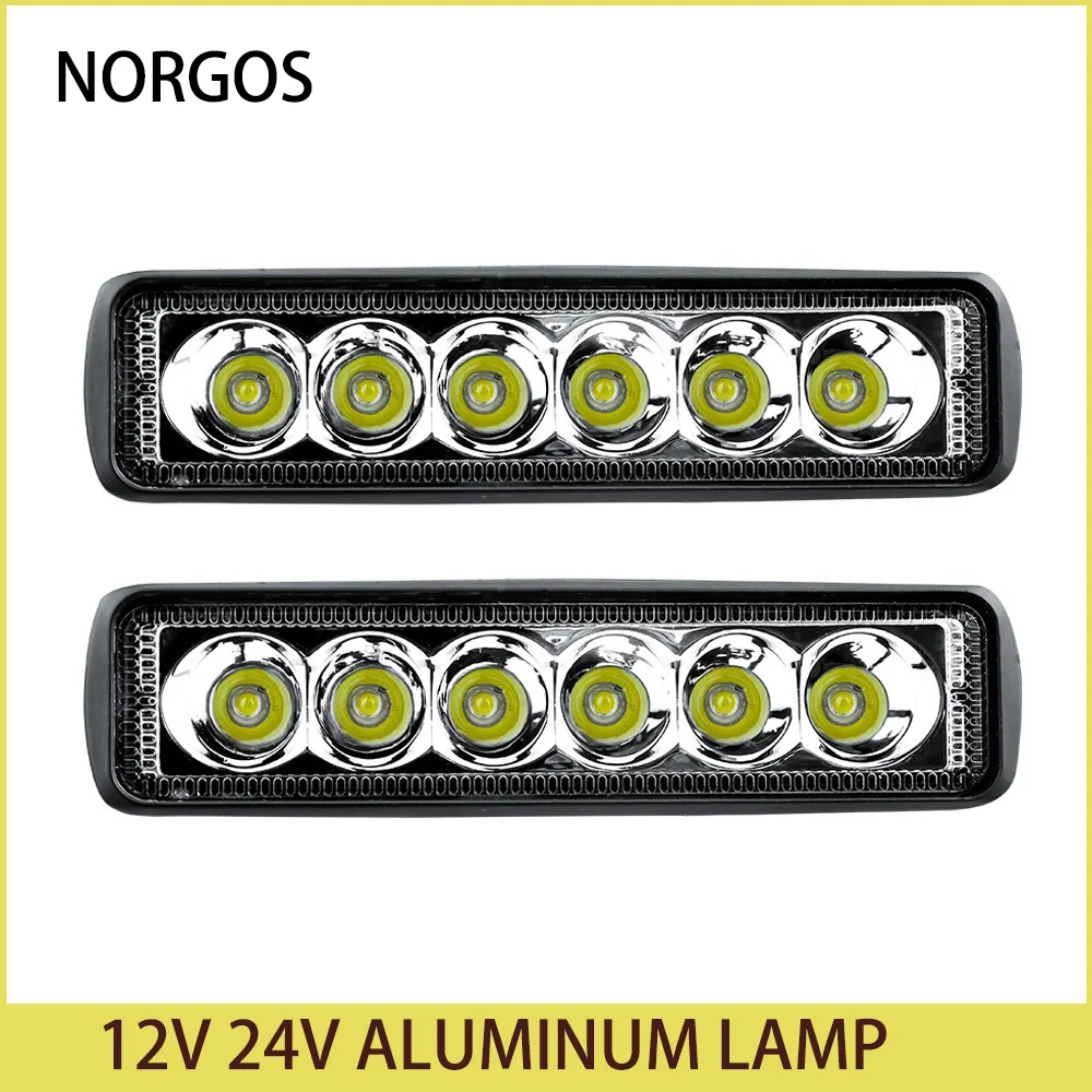 NORGOS 6-inch Car LED Work Light Monotype 18W 4X4 off-road Truck Tractor Engineering Spotlights Day Running Lights Fog Lights