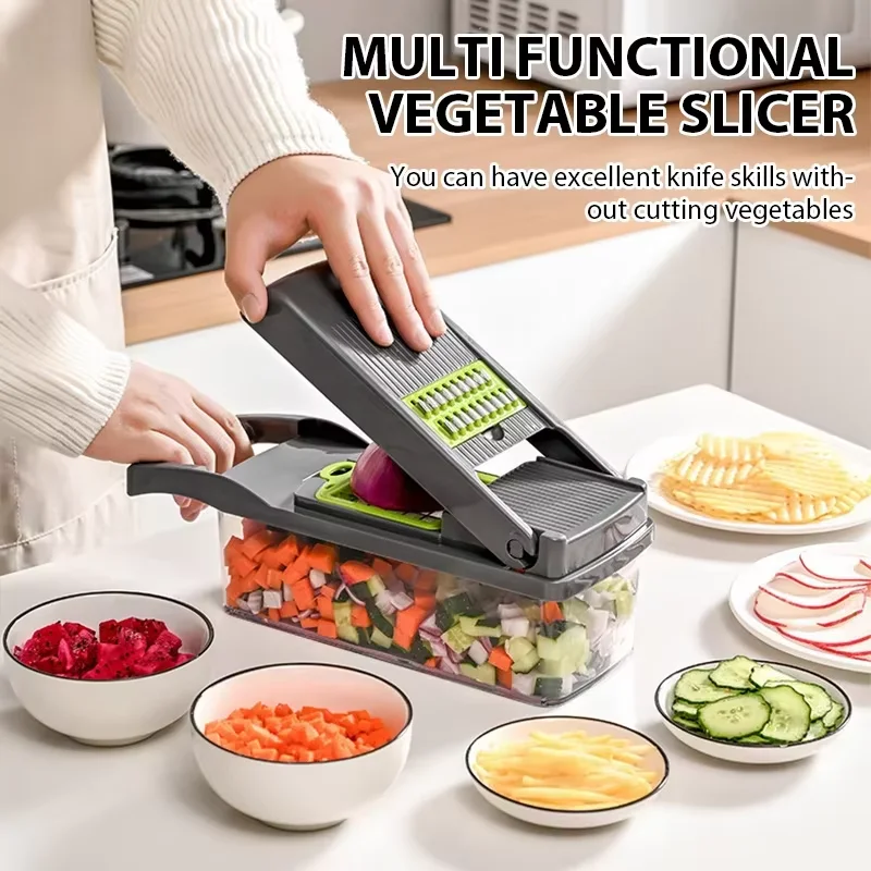 

14/16 IN 1 Slicer Multi-functional Vegetable Cutter Dice Cutter, Potato Shred Cutter, Cheese, French Onion Chopper Kitchen Tools