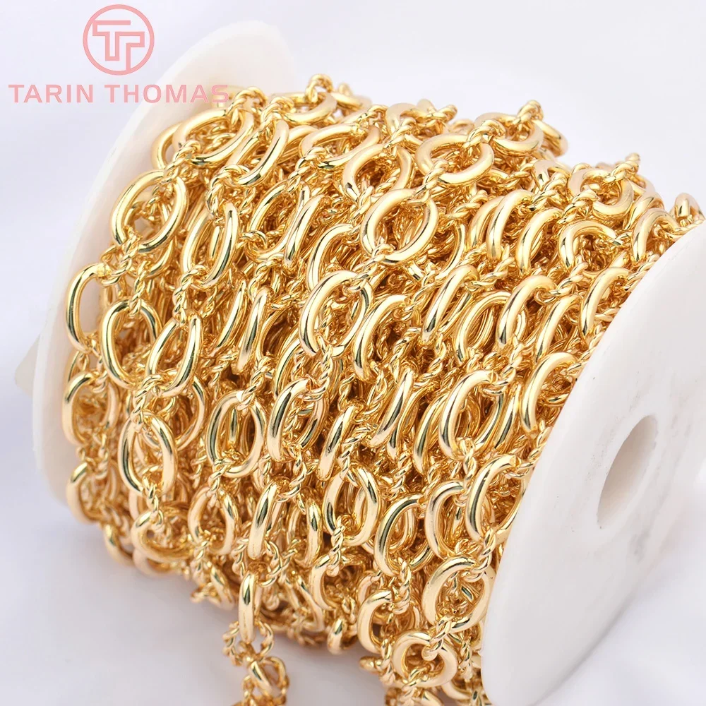 (5111)1 Meter Chain Link 10x14MM 24K Gold Color Necklace Chains Bracelet chains Quality Diy Jewelry Findings Accessories