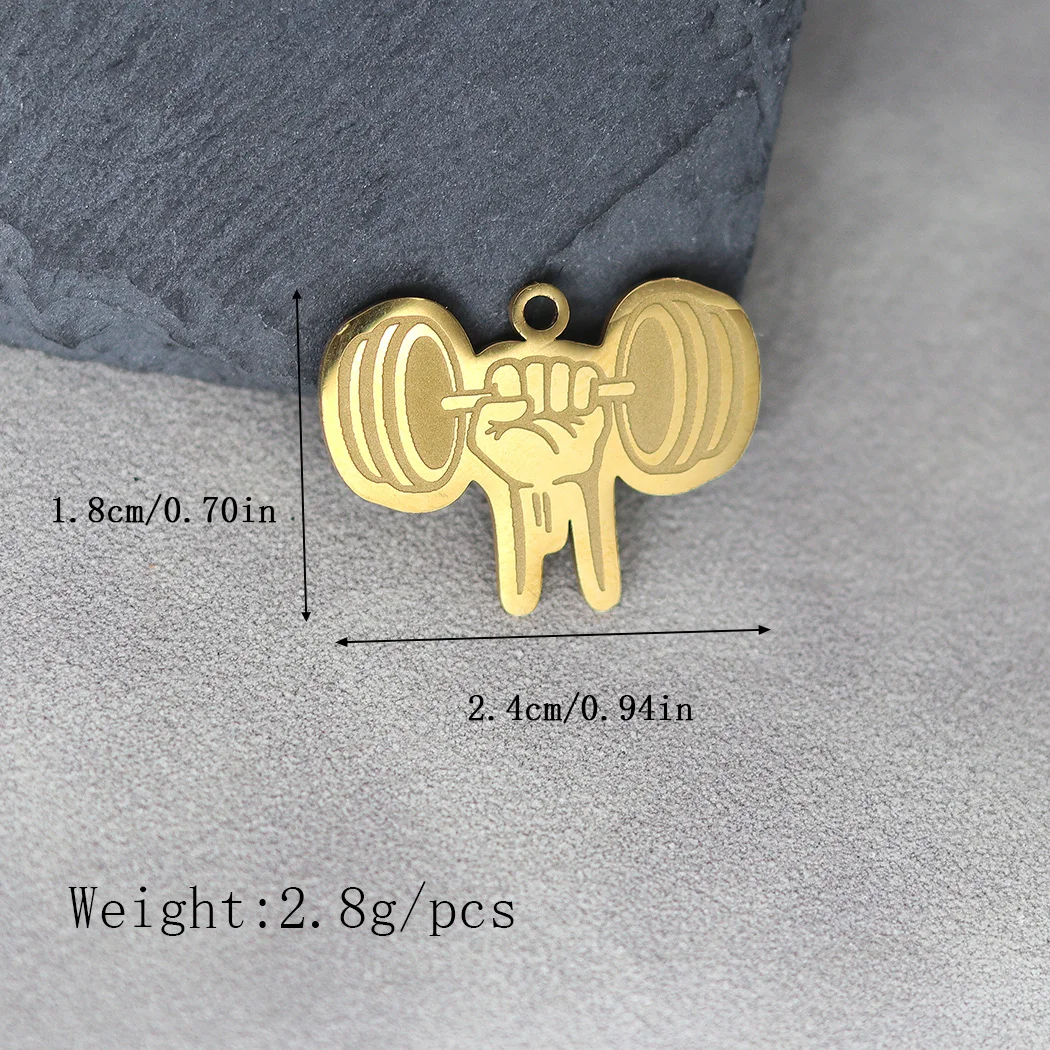 2pcs Sport Fitness Men Weight Lifting Dumbbells Charm Pendant For DIY Necklace Handmade Jewelry Making